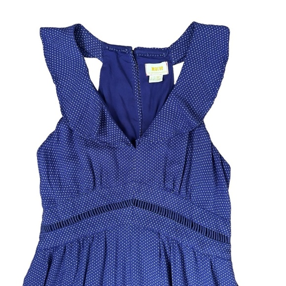 Maeve Anthropologie Ruffle Jumpsuit Blue Polka Dot Cropped Wide Leg Sz 0 Prairie - Picture 6 of 13